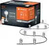A product box for LEDVANCE garden lights, with the lights themselves displayed in front of the box. Produktbild-Vorschau