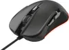 A black gaming mouse with red LED lighting on a white background. Produktbild-Vorschau