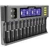 A battery charger with multiple slots and a digital display. Voir les images du produit