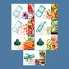 A collage of images showcasing different vegetable choppers and spiralizers, along with prepared salads and desserts. Produktbild-Vorschau