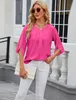 ASKSA Damen Bluse 3/4 aermel Plissee Rundhals Chiffon Produktbild-Vorschau 2
