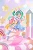 A colorful and whimsical scene with a figurine of Hatsune Miku in a fairy tale outfit, surrounded by toy-like blocks and decorations. Produktbild-Vorschau