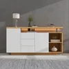 A modern sideboard with LED lighting in a living room setting. Produktbild-Vorschau