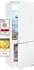 A white refrigerator with its door open, showing shelves and drawers inside. Two award badges are placed on the left side of the refrigerator. Produktbild-Vorschau