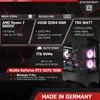 A marketing image for a high-end gaming PC, showcasing its specifications and components. Produktbild-Vorschau