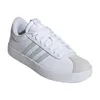 A white Adidas sneaker with gray stripes, shown from a side angle on a white background. Produktbild-Vorschau