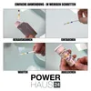 A collage of four images demonstrating the steps for using test strips, with a logo at the bottom. Produktbild-Vorschau