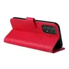 A red flip cover case for a Samsung Galaxy A52 phone, shown from the side with the cover open. Produktbild-Vorschau