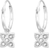 Creolen Ohrringe 925 Sterling Silber Blume mit Kristallen Produktbild-Vorschau 1