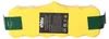 A yellow battery pack with a black label in the center, secured with green tape on both ends. Produktbild-Vorschau