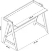 An isometric line drawing of a desk with dimensions indicated. Podgląd zdjęcia produktu