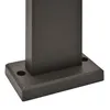 A close-up view of the base of a dark-colored outdoor lamp post, showing its mounting plate with screw holes. Produktbild-Vorschau