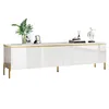 A white TV cabinet with gold accents and legs, displayed against a white background. Anteprima dell’immagine prodotto