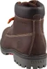 A close-up rear view of a brown leather work boot. Produktbild-Vorschau