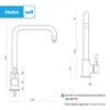 Technical drawing of a kitchen faucet with dimensions and specifications. Produktbild-Vorschau