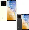 A collage of two ZTE Blade A56 smartphones, one in white and one in gray, with marketing text overlayed on their screens. Produktbild-Vorschau
