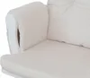 A close-up view of the armrest and seat cushion of a cream-colored armchair with a white frame. Anteprima dell’immagine prodotto