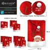 Collage of Christmas-themed chair covers, including product shots and packaging details. Produktbild-Vorschau