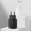 Two compact USB-C chargers, one black and one white, are displayed on white pedestals against a white background. Produktbild-Vorschau