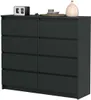 A dark gray dresser with eight drawers is shown from the front, with a digital clock and decorative items on top. Anteprima dell’immagine prodotto
