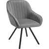 A gray upholstered armchair with black metal legs, shown from a three-quarter angle against a white background. Produktbild-Vorschau