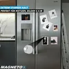 A stainless steel refrigerator with photos and text overlays. Podgląd zdjęcia produktu