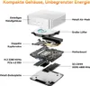 An exploded view diagram of a mini PC, showing its internal components. Produktbild-Vorschau