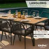 An outdoor dining set with a table and chairs by a swimming pool. Produktbild-Vorschau