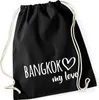 Huuraa Turnbeutel Bangkok my love 12 Liter Black Baumwolle Produktbild-Vorschau 1