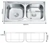 Lavello doppio Lavello da incasso Lavello in acciaio inox Anteprima dell’immagine prodotto 5