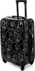 A black suitcase with a white abstract face pattern, shown from a three-quarter angle on a white background. Podgląd zdjęcia produktu