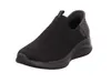 A black Skechers slip-on sneaker is shown against a white background. Náhľad obrázku produktu