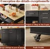 MODFU Îlot de cuisine noir, desserte de cuisine avec Voir les images du produit 5