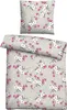 A folded duvet cover and a pillowcase with a floral pattern. Produktbild-Vorschau