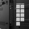 A close-up view of the back panel of a television, showcasing various ports and connectors with labels. Produktbild-Vorschau
