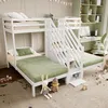 A children's bedroom with a white bunk bed, desk, and chair. Náhled obrázku produktu