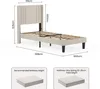 A diagram showing the dimensions of a bed frame, with additional images illustrating recommended mattress height and total height with a box spring. Podgląd zdjęcia produktu