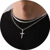 Esmoly Kreuzkette Herren Silber Gold Schwarz Edelstahl Produktbild-Vorschau 7