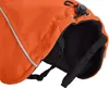 A close-up view of an orange dog coat with black lining. Produktbild-Vorschau