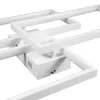 A close-up, angled view of a modern white LED ceiling light fixture with a geometric, rectangular design, set against a plain white background. Produktbild-Vorschau