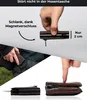 A collage showing a cardholder being demonstrated and its slim profile. Produktbild-Vorschau