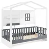 A white and gray house-shaped children's bed with a window and shelves. Anteprima dell’immagine prodotto