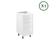 A white kitchen cabinet with four drawers on a white background. Produktbild-Vorschau