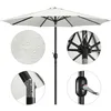 A collage of images showing details of a white patio umbrella. Produktbild-Vorschau