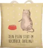 Mr. & Mrs. Panda Tote Bag Katze Fressen - Gelb Pastell - Produktbild-Vorschau 1
