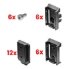 A set of connectors and screws for Qbrick System products, displayed on a white background. Produktbild-Vorschau