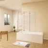 140x70cm 6mm ESG Chromfarben Faltwand mit Seitenwand Produktbild-Vorschau 3