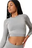 Crop-Top Longsleeve / Sport Oberteil - Grau-Melange - M Produktbild-Vorschau 2