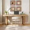 A home office setup with a wooden desk, chair, laptop, and decorative items. Anteprima dell’immagine prodotto