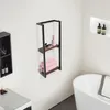 Porte-serviettes, montage mural, double étagère, noir Voir les images du produit 4